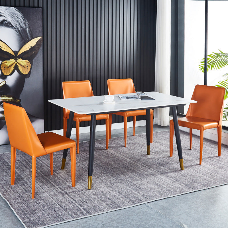 Contemporary Parsons Side Chair Matte Finish Leather Curved Armless Chair for Brasserie Clearhalo ' kitchen&dining_furn' 'Dining Chairs' 'Dining Tables & Seating' 'dining_chair' 'furn' 'furn_dining_chair' 'Furniture' 'furniture_dining_chair' 'Kitchen & Dining Furniture' 'kitchen' 4287354