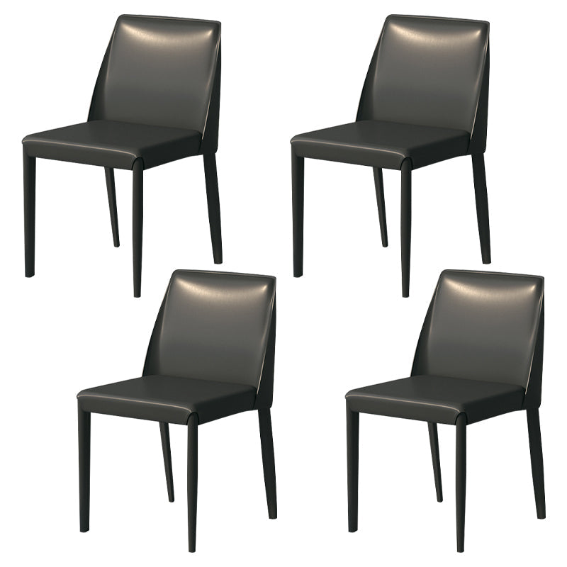 Contemporary Parsons Side Chair Matte Finish Leather Curved Armless Chair for Brasserie Black 4 Piece Set Clearhalo ' kitchen&dining_furn' 'Dining Chairs' 'Dining Tables & Seating' 'dining_chair' 'furn' 'furn_dining_chair' 'Furniture' 'furniture_dining_chair' 'Kitchen & Dining Furniture' 'kitchen' 4287355