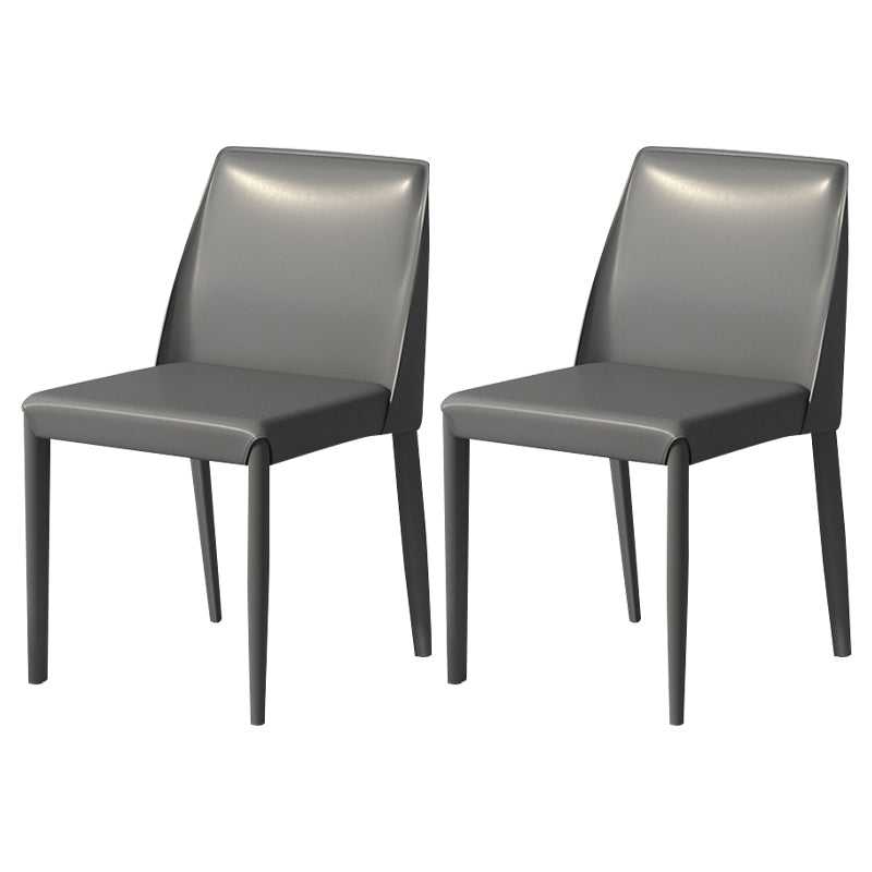 Contemporary Parsons Side Chair Matte Finish Leather Curved Armless Chair for Brasserie Dark Gray 2 Piece Set Clearhalo ' kitchen&dining_furn' 'Dining Chairs' 'Dining Tables & Seating' 'dining_chair' 'furn' 'furn_dining_chair' 'Furniture' 'furniture_dining_chair' 'Kitchen & Dining Furniture' 'kitchen' 4287359