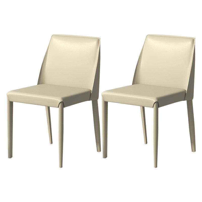 Contemporary Parsons Side Chair Matte Finish Leather Curved Armless Chair for Brasserie Light Gray 2 Piece Set Clearhalo ' kitchen&dining_furn' 'Dining Chairs' 'Dining Tables & Seating' 'dining_chair' 'furn' 'furn_dining_chair' 'Furniture' 'furniture_dining_chair' 'Kitchen & Dining Furniture' 'kitchen' 4287365