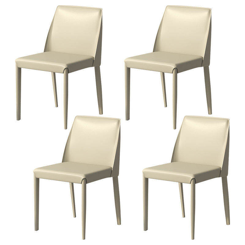 Contemporary Parsons Side Chair Matte Finish Leather Curved Armless Chair for Brasserie Light Gray 4 Piece Set Clearhalo ' kitchen&dining_furn' 'Dining Chairs' 'Dining Tables & Seating' 'dining_chair' 'furn' 'furn_dining_chair' 'Furniture' 'furniture_dining_chair' 'Kitchen & Dining Furniture' 'kitchen' 4287366