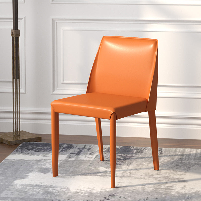 Contemporary Parsons Side Chair Matte Finish Leather Curved Armless Chair for Brasserie Orange 1 Piece Clearhalo ' kitchen&dining_furn' 'Dining Chairs' 'Dining Tables & Seating' 'dining_chair' 'furn' 'furn_dining_chair' 'Furniture' 'furniture_dining_chair' 'Kitchen & Dining Furniture' 'kitchen' 4287368