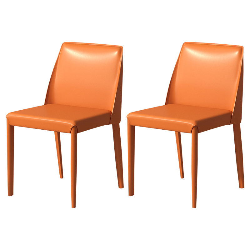 Contemporary Parsons Side Chair Matte Finish Leather Curved Armless Chair for Brasserie Orange 2 Piece Set Clearhalo ' kitchen&dining_furn' 'Dining Chairs' 'Dining Tables & Seating' 'dining_chair' 'furn' 'furn_dining_chair' 'Furniture' 'furniture_dining_chair' 'Kitchen & Dining Furniture' 'kitchen' 4287369