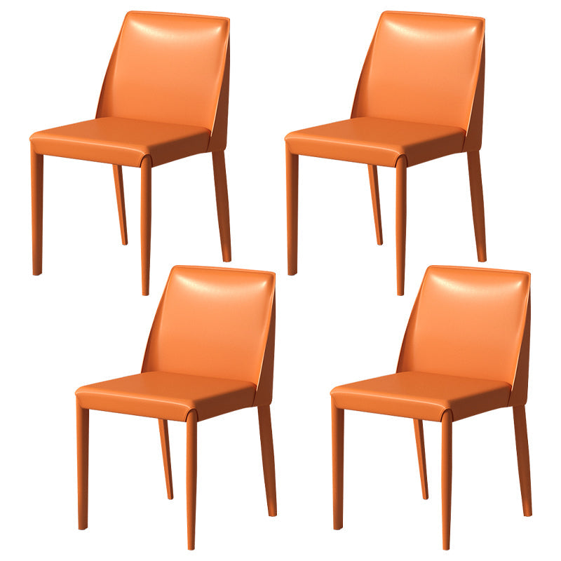 Contemporary Parsons Side Chair Matte Finish Leather Curved Armless Chair for Brasserie Orange 4 Piece Set Clearhalo ' kitchen&dining_furn' 'Dining Chairs' 'Dining Tables & Seating' 'dining_chair' 'furn' 'furn_dining_chair' 'Furniture' 'furniture_dining_chair' 'Kitchen & Dining Furniture' 'kitchen' 4287370