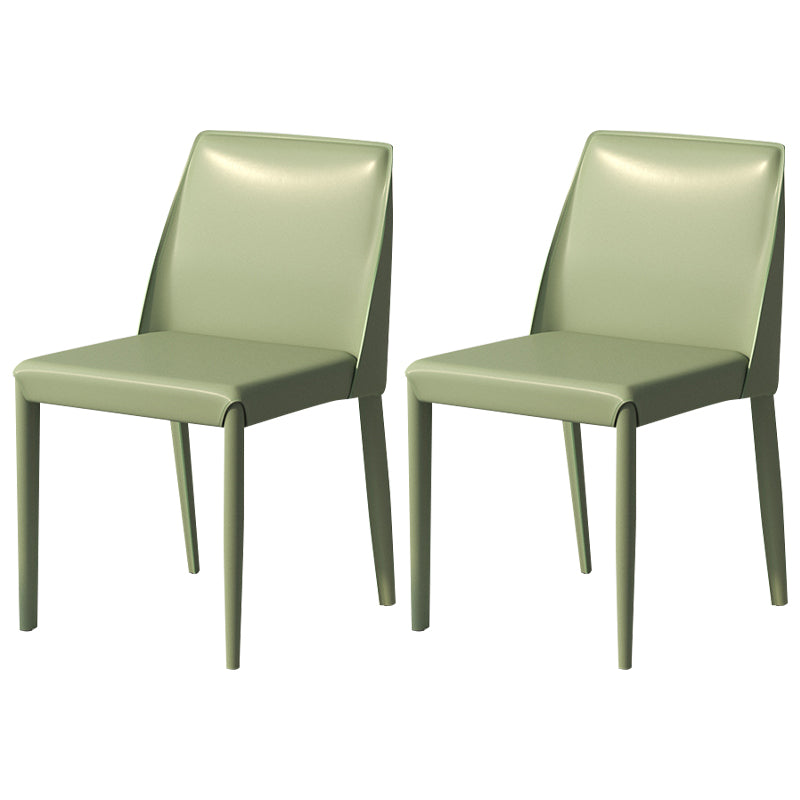 Contemporary Parsons Side Chair Matte Finish Leather Curved Armless Chair for Brasserie Green 2 Piece Set Clearhalo ' kitchen&dining_furn' 'Dining Chairs' 'Dining Tables & Seating' 'dining_chair' 'furn' 'furn_dining_chair' 'Furniture' 'furniture_dining_chair' 'Kitchen & Dining Furniture' 'kitchen' 4287372