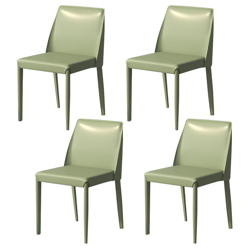 Contemporary Parsons Side Chair Matte Finish Leather Curved Armless Chair for Brasserie Green 4 Piece Set Clearhalo ' kitchen&dining_furn' 'Dining Chairs' 'Dining Tables & Seating' 'dining_chair' 'furn' 'furn_dining_chair' 'Furniture' 'furniture_dining_chair' 'Kitchen & Dining Furniture' 'kitchen' 4287373