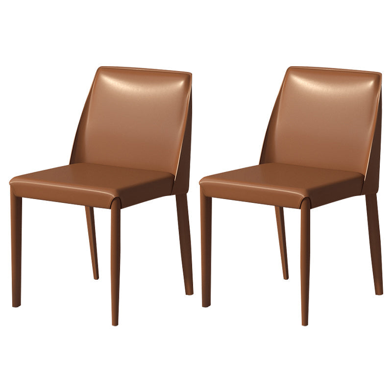 Contemporary Parsons Side Chair Matte Finish Leather Curved Armless Chair for Brasserie Coffee 2 Piece Set Clearhalo ' kitchen&dining_furn' 'Dining Chairs' 'Dining Tables & Seating' 'dining_chair' 'furn' 'furn_dining_chair' 'Furniture' 'furniture_dining_chair' 'Kitchen & Dining Furniture' 'kitchen' 4287375