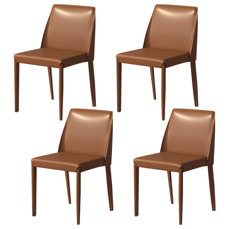 Contemporary Parsons Side Chair Matte Finish Leather Curved Armless Chair for Brasserie Coffee 4 Piece Set Clearhalo ' kitchen&dining_furn' 'Dining Chairs' 'Dining Tables & Seating' 'dining_chair' 'furn' 'furn_dining_chair' 'Furniture' 'furniture_dining_chair' 'Kitchen & Dining Furniture' 'kitchen' 4287376