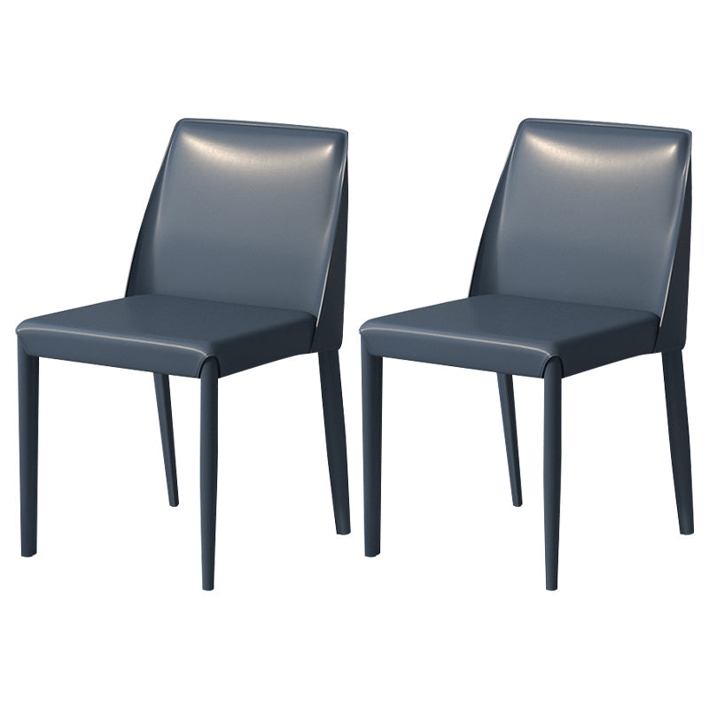 Contemporary Parsons Side Chair Matte Finish Leather Curved Armless Chair for Brasserie Dark Blue 2 Piece Set Clearhalo ' kitchen&dining_furn' 'Dining Chairs' 'Dining Tables & Seating' 'dining_chair' 'furn' 'furn_dining_chair' 'Furniture' 'furniture_dining_chair' 'Kitchen & Dining Furniture' 'kitchen' 4287383