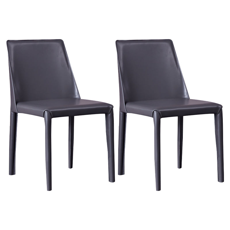 Modern Leather Indoor-Outdoor Room Side Chairs Solid Back Chair Grey 2 Piece Set Clearhalo ' kitchen&dining_furn' 'Dining Chairs' 'Dining Tables & Seating' 'dining_chair' 'furn' 'furn_dining_chair' 'Furniture' 'furniture_dining_chair' 'Kitchen & Dining Furniture' 'kitchen' 4287390