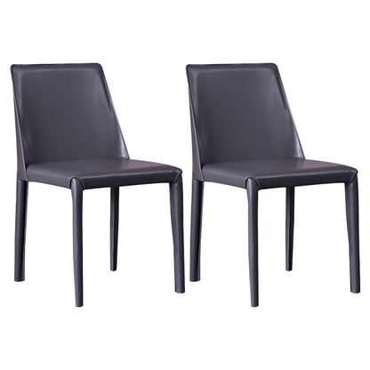 Modern Leather Indoor-Outdoor Room Side Chairs Solid Back Chair Grey 2 Piece Set Clearhalo ' kitchen&dining_furn' 'Dining Chairs' 'Dining Tables & Seating' 'dining_chair' 'furn' 'furn_dining_chair' 'Furniture' 'furniture_dining_chair' 'Kitchen & Dining Furniture' 'kitchen' 4287390