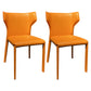 Modern Leather Indoor-Outdoor Room Side Chairs Solid Back Chair Orange Yellow 2 Piece Set Clearhalo ' kitchen&dining_furn' 'Dining Chairs' 'Dining Tables & Seating' 'dining_chair' 'furn' 'furn_dining_chair' 'Furniture' 'furniture_dining_chair' 'Kitchen & Dining Furniture' 'kitchen' 4287393