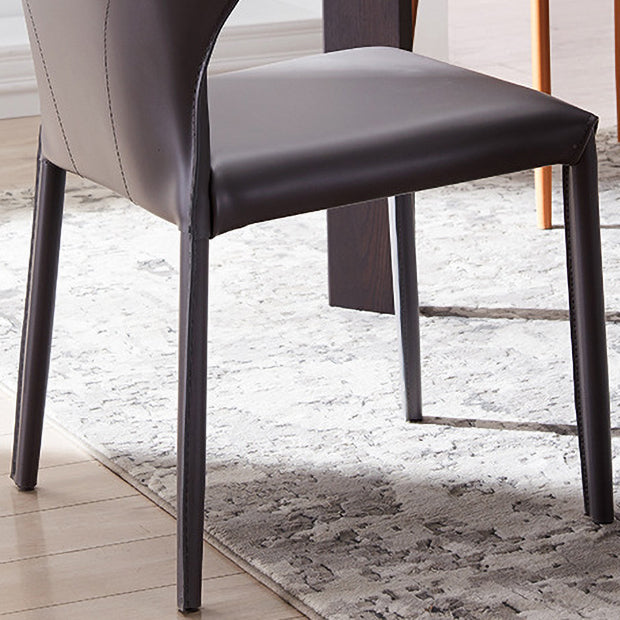 Modern Leather Indoor-Outdoor Room Side Chairs Solid Back Chair Clearhalo ' kitchen&dining_furn' 'Dining Chairs' 'Dining Tables & Seating' 'dining_chair' 'furn' 'furn_dining_chair' 'Furniture' 'furniture_dining_chair' 'Kitchen & Dining Furniture' 'kitchen' 4287400