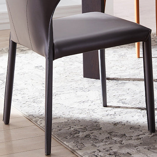 Modern Leather Indoor-Outdoor Room Side Chairs Solid Back Chair Clearhalo ' kitchen&dining_furn' 'Dining Chairs' 'Dining Tables & Seating' 'dining_chair' 'furn' 'furn_dining_chair' 'Furniture' 'furniture_dining_chair' 'Kitchen & Dining Furniture' 'kitchen' 4287400