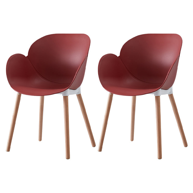 Contemporary Dining and Accent Chairs Matte Finish Plastic Solid Back Chair Red Set of 2 Clearhalo ' kitchen&dining_furn' 'Dining Chairs' 'Dining Tables & Seating' 'dining_chair' 'Furniture' 'furniture_dining_chair' 'Kitchen & Dining Furniture' 'kitchen' 4287423