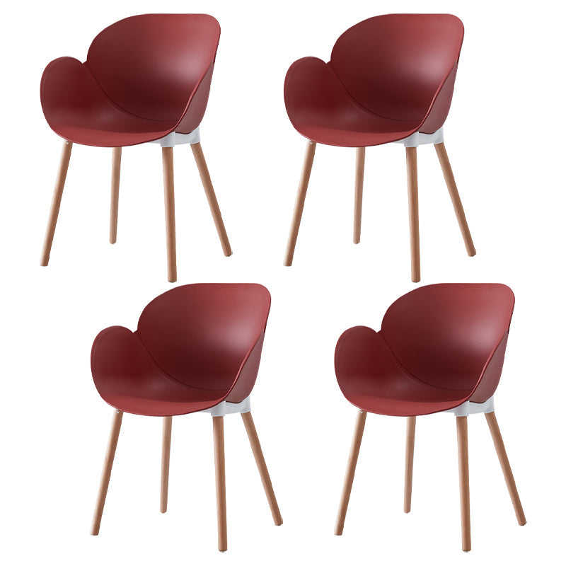 Contemporary Dining and Accent Chairs Matte Finish Plastic Solid Back Chair Red Set of 4 Clearhalo ' kitchen&dining_furn' 'Dining Chairs' 'Dining Tables & Seating' 'dining_chair' 'Furniture' 'furniture_dining_chair' 'Kitchen & Dining Furniture' 'kitchen' 4287426