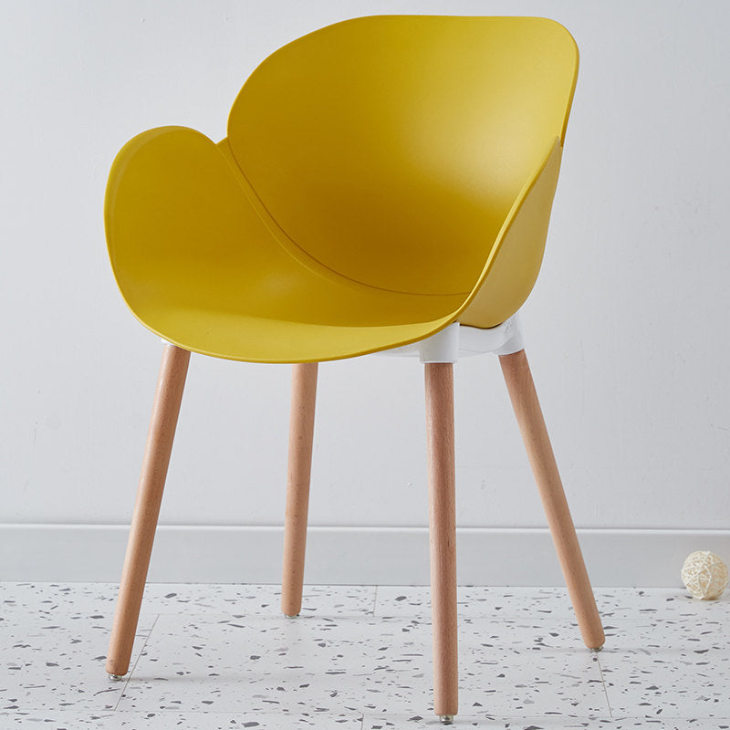 Contemporary Dining and Accent Chairs Matte Finish Plastic Solid Back Chair Yellow 1 Piece Clearhalo ' kitchen&dining_furn' 'Dining Chairs' 'Dining Tables & Seating' 'dining_chair' 'Furniture' 'furniture_dining_chair' 'Kitchen & Dining Furniture' 'kitchen' 4287427