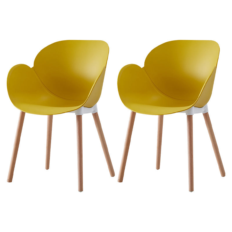Contemporary Dining and Accent Chairs Matte Finish Plastic Solid Back Chair Yellow Set of 2 Clearhalo ' kitchen&dining_furn' 'Dining Chairs' 'Dining Tables & Seating' 'dining_chair' 'Furniture' 'furniture_dining_chair' 'Kitchen & Dining Furniture' 'kitchen' 4287428