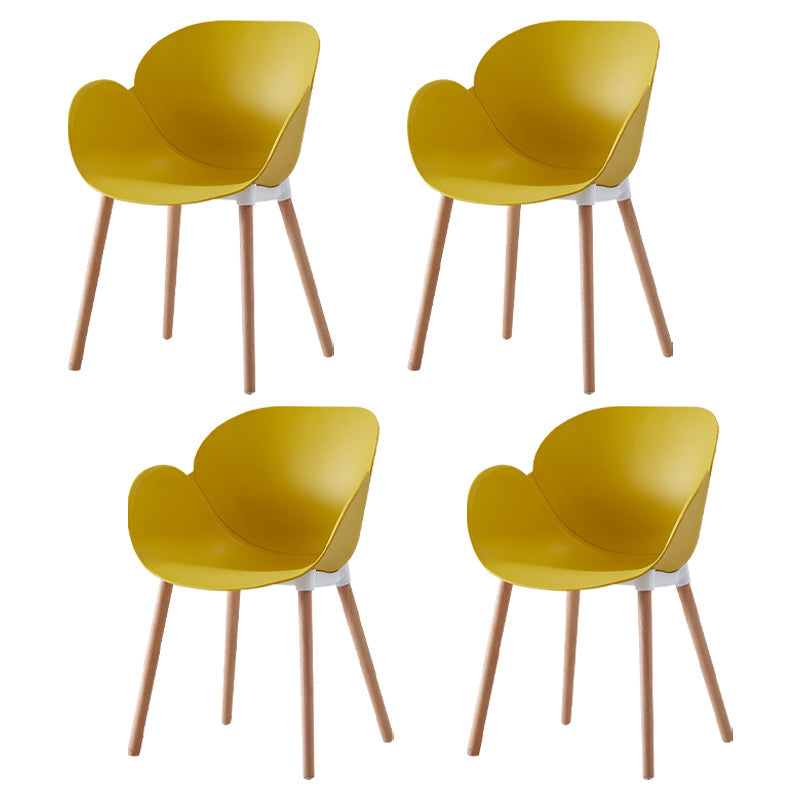 Contemporary Dining and Accent Chairs Matte Finish Plastic Solid Back Chair Yellow Set of 4 Clearhalo ' kitchen&dining_furn' 'Dining Chairs' 'Dining Tables & Seating' 'dining_chair' 'Furniture' 'furniture_dining_chair' 'Kitchen & Dining Furniture' 'kitchen' 4287429