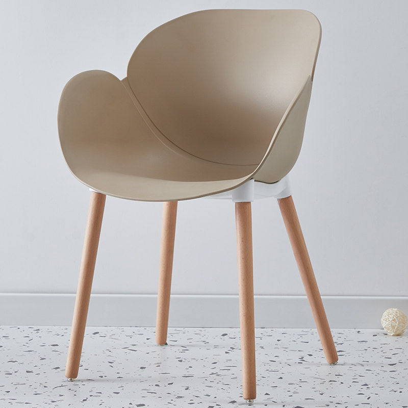 Contemporary Dining and Accent Chairs Matte Finish Plastic Solid Back Chair Khaki 1 Piece Clearhalo ' kitchen&dining_furn' 'Dining Chairs' 'Dining Tables & Seating' 'dining_chair' 'Furniture' 'furniture_dining_chair' 'Kitchen & Dining Furniture' 'kitchen' 4287433