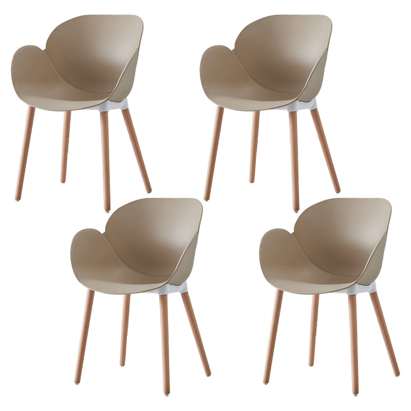 Contemporary Dining and Accent Chairs Matte Finish Plastic Solid Back Chair Khaki Set of 4 Clearhalo ' kitchen&dining_furn' 'Dining Chairs' 'Dining Tables & Seating' 'dining_chair' 'Furniture' 'furniture_dining_chair' 'Kitchen & Dining Furniture' 'kitchen' 4287435