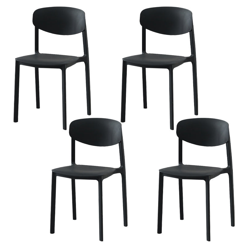 Modern Plastic Indoor-Outdoor Room Side Chairs Open Back Chair Black Set of 4 Clearhalo ' kitchen&dining_furn' 'Dining Chairs' 'Dining Tables & Seating' 'dining_chair' 'Furniture' 'furniture_dining_chair' 'Kitchen & Dining Furniture' 'kitchen' 4287457