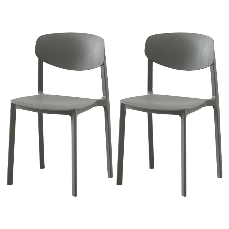 Modern Plastic Indoor-Outdoor Room Side Chairs Open Back Chair Dark Gray Set of 2 Clearhalo ' kitchen&dining_furn' 'Dining Chairs' 'Dining Tables & Seating' 'dining_chair' 'Furniture' 'furniture_dining_chair' 'Kitchen & Dining Furniture' 'kitchen' 4287461