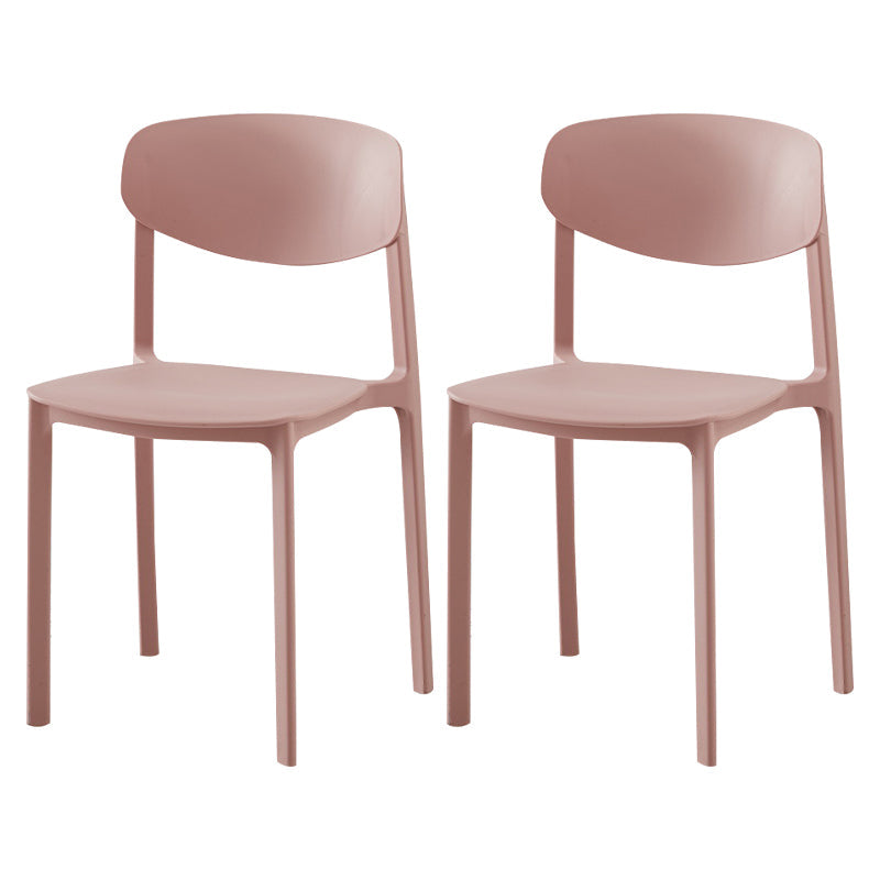 Modern Plastic Indoor-Outdoor Room Side Chairs Open Back Chair Pink Set of 2 Clearhalo ' kitchen&dining_furn' 'Dining Chairs' 'Dining Tables & Seating' 'dining_chair' 'Furniture' 'furniture_dining_chair' 'Kitchen & Dining Furniture' 'kitchen' 4287473