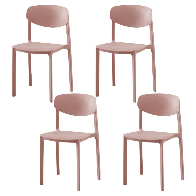 Modern Plastic Indoor-Outdoor Room Side Chairs Open Back Chair Pink Set of 4 Clearhalo ' kitchen&dining_furn' 'Dining Chairs' 'Dining Tables & Seating' 'dining_chair' 'Furniture' 'furniture_dining_chair' 'Kitchen & Dining Furniture' 'kitchen' 4287474