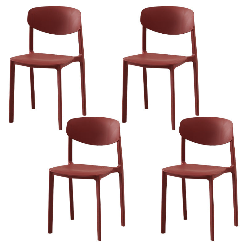 Modern Plastic Indoor-Outdoor Room Side Chairs Open Back Chair Burgundy Set of 4 Clearhalo ' kitchen&dining_furn' 'Dining Chairs' 'Dining Tables & Seating' 'dining_chair' 'Furniture' 'furniture_dining_chair' 'Kitchen & Dining Furniture' 'kitchen' 4287484