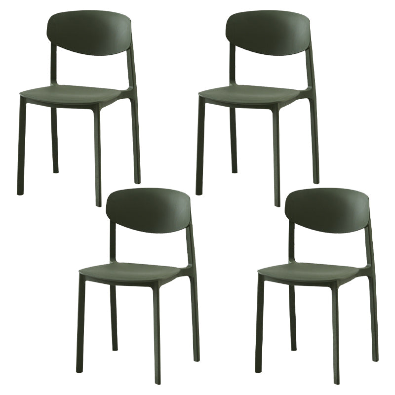 Modern Plastic Indoor-Outdoor Room Side Chairs Open Back Chair Army Green Set of 4 Clearhalo ' kitchen&dining_furn' 'Dining Chairs' 'Dining Tables & Seating' 'dining_chair' 'Furniture' 'furniture_dining_chair' 'Kitchen & Dining Furniture' 'kitchen' 4287487