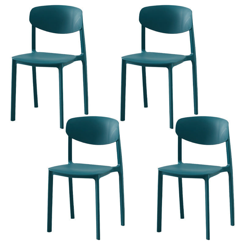 Modern Plastic Indoor-Outdoor Room Side Chairs Open Back Chair Dark Blue Set of 4 Clearhalo ' kitchen&dining_furn' 'Dining Chairs' 'Dining Tables & Seating' 'dining_chair' 'Furniture' 'furniture_dining_chair' 'Kitchen & Dining Furniture' 'kitchen' 4287493