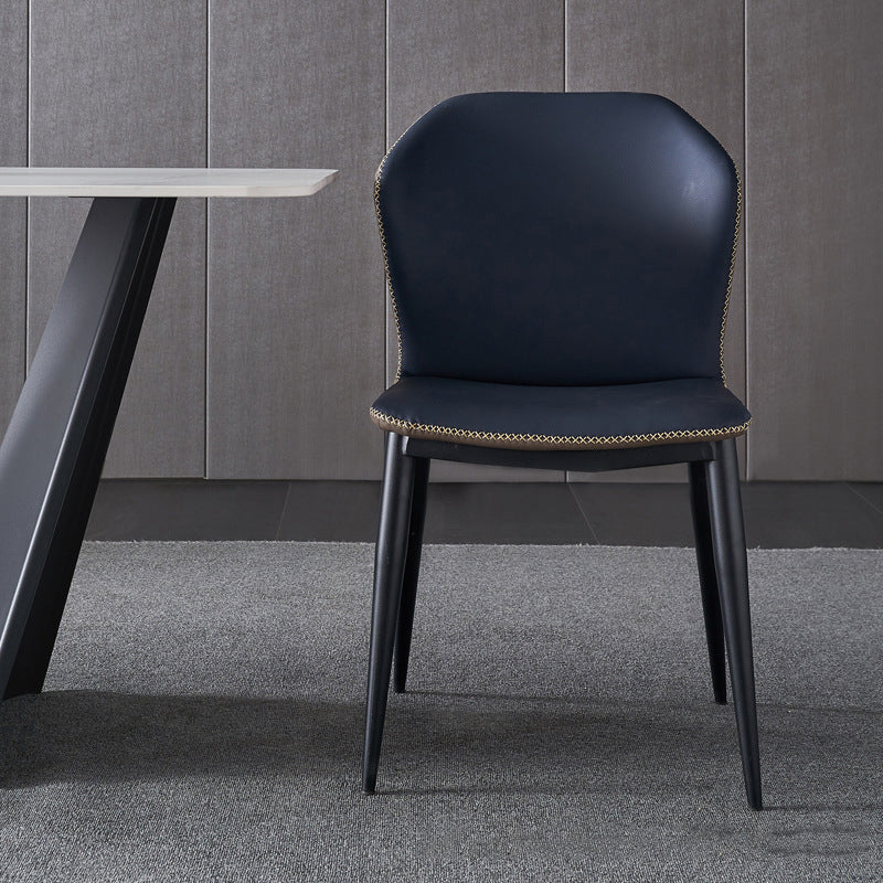 Contemporary Wingback Side Chair Matte Finish Leather Curved Armless Chair Clearhalo ' kitchen&dining_furn' 'Dining Chairs' 'Dining Tables & Seating' 'dining_chair' 'furn' 'furn_dining_chair' 'Furniture' 'furniture_dining_chair' 'Kitchen & Dining Furniture' 'kitchen' 4287495