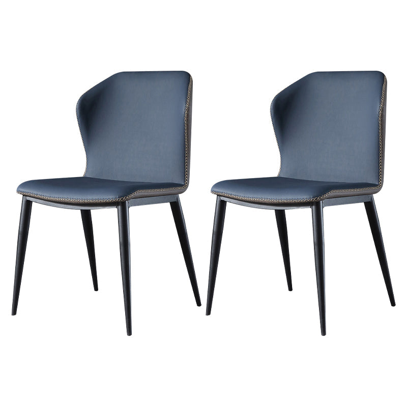 Contemporary Wingback Side Chair Matte Finish Leather Curved Armless Chair Blue 2 Piece Set Clearhalo ' kitchen&dining_furn' 'Dining Chairs' 'Dining Tables & Seating' 'dining_chair' 'furn' 'furn_dining_chair' 'Furniture' 'furniture_dining_chair' 'Kitchen & Dining Furniture' 'kitchen' 4287496