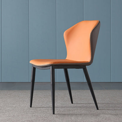 Contemporary Wingback Side Chair Matte Finish Leather Curved Armless Chair Orange 1 Piece Clearhalo ' kitchen&dining_furn' 'Dining Chairs' 'Dining Tables & Seating' 'dining_chair' 'furn' 'furn_dining_chair' 'Furniture' 'furniture_dining_chair' 'Kitchen & Dining Furniture' 'kitchen' 4287499