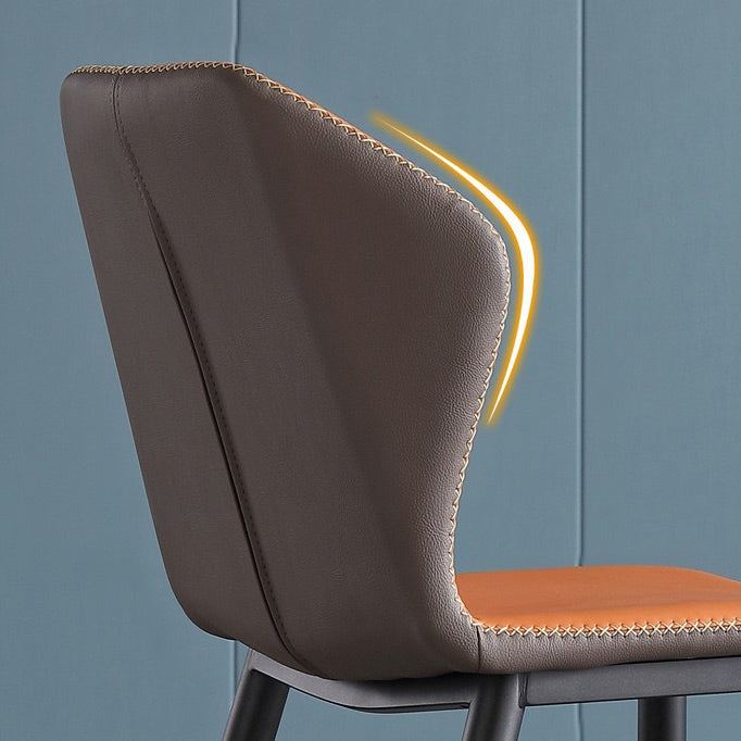 Contemporary Wingback Side Chair Matte Finish Leather Curved Armless Chair Clearhalo ' kitchen&dining_furn' 'Dining Chairs' 'Dining Tables & Seating' 'dining_chair' 'furn' 'furn_dining_chair' 'Furniture' 'furniture_dining_chair' 'Kitchen & Dining Furniture' 'kitchen' 4287507