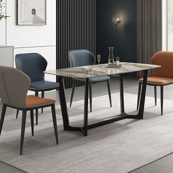 Contemporary Wingback Side Chair Matte Finish Leather Curved Armless Chair Clearhalo ' kitchen&dining_furn' 'Dining Chairs' 'Dining Tables & Seating' 'dining_chair' 'furn' 'furn_dining_chair' 'Furniture' 'furniture_dining_chair' 'Kitchen & Dining Furniture' 'kitchen' 4287508