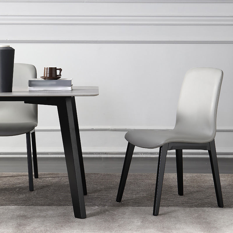 Contemporary Dining and Accent Chairs Matte Finish Leather Curved Parsons Armless Chair Clearhalo ' kitchen&dining_furn' 'Dining Chairs' 'Dining Tables & Seating' 'dining_chair' 'furn' 'furn_dining_chair' 'Furniture' 'furniture_dining_chair' 'Kitchen & Dining Furniture' 'kitchen' 4287510