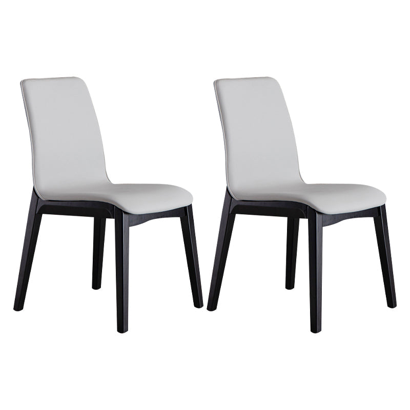 Contemporary Dining and Accent Chairs Matte Finish Leather Curved Parsons Armless Chair Light Gray 2 Piece Set Clearhalo ' kitchen&dining_furn' 'Dining Chairs' 'Dining Tables & Seating' 'dining_chair' 'furn' 'furn_dining_chair' 'Furniture' 'furniture_dining_chair' 'Kitchen & Dining Furniture' 'kitchen' 4287511