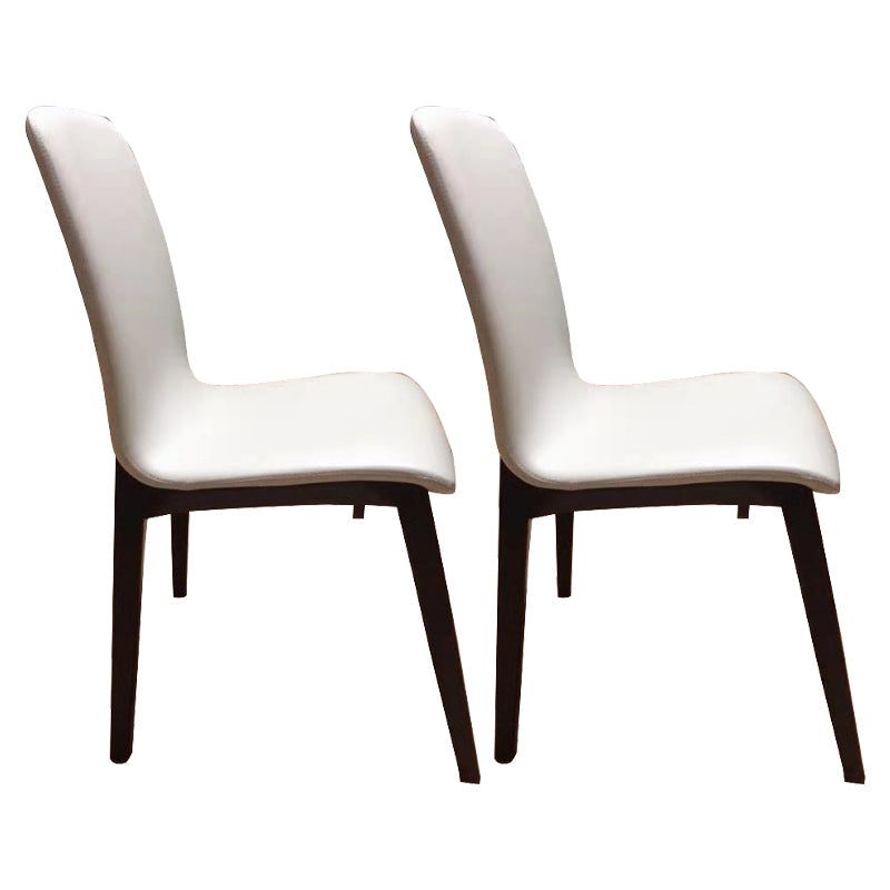 Contemporary Dining and Accent Chairs Matte Finish Leather Curved Parsons Armless Chair White 2 Piece Set Clearhalo ' kitchen&dining_furn' 'Dining Chairs' 'Dining Tables & Seating' 'dining_chair' 'furn' 'furn_dining_chair' 'Furniture' 'furniture_dining_chair' 'Kitchen & Dining Furniture' 'kitchen' 4287512