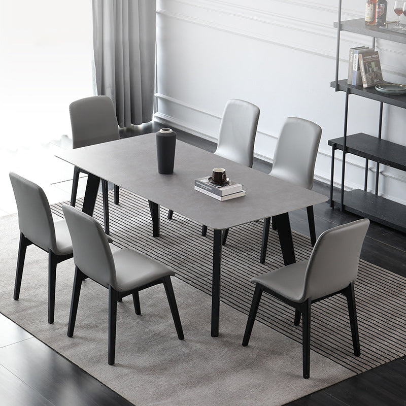 Contemporary Dining and Accent Chairs Matte Finish Leather Curved Parsons Armless Chair Clearhalo ' kitchen&dining_furn' 'Dining Chairs' 'Dining Tables & Seating' 'dining_chair' 'furn' 'furn_dining_chair' 'Furniture' 'furniture_dining_chair' 'Kitchen & Dining Furniture' 'kitchen' 4287513