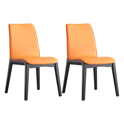 Contemporary Dining and Accent Chairs Matte Finish Leather Curved Parsons Armless Chair Orange 2 Piece Set Clearhalo ' kitchen&dining_furn' 'Dining Chairs' 'Dining Tables & Seating' 'dining_chair' 'furn' 'furn_dining_chair' 'Furniture' 'furniture_dining_chair' 'Kitchen & Dining Furniture' 'kitchen' 4287516