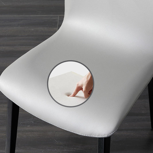 Contemporary Dining and Accent Chairs Matte Finish Leather Curved Parsons Armless Chair Clearhalo ' kitchen&dining_furn' 'Dining Chairs' 'Dining Tables & Seating' 'dining_chair' 'furn' 'furn_dining_chair' 'Furniture' 'furniture_dining_chair' 'Kitchen & Dining Furniture' 'kitchen' 4287519