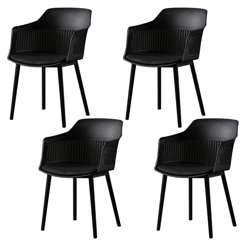 Contemporary Slat Back Arm Chair Matte Finish Metal Chair for Patio Black 4 Piece Set Clearhalo ' kitchen&dining_furn' 'Dining Chairs' 'Dining Tables & Seating' 'dining_chair' 'furn' 'furn_dining_chair' 'Furniture' 'furniture_dining_chair' 'Kitchen & Dining Furniture' 'kitchen' 4287527
