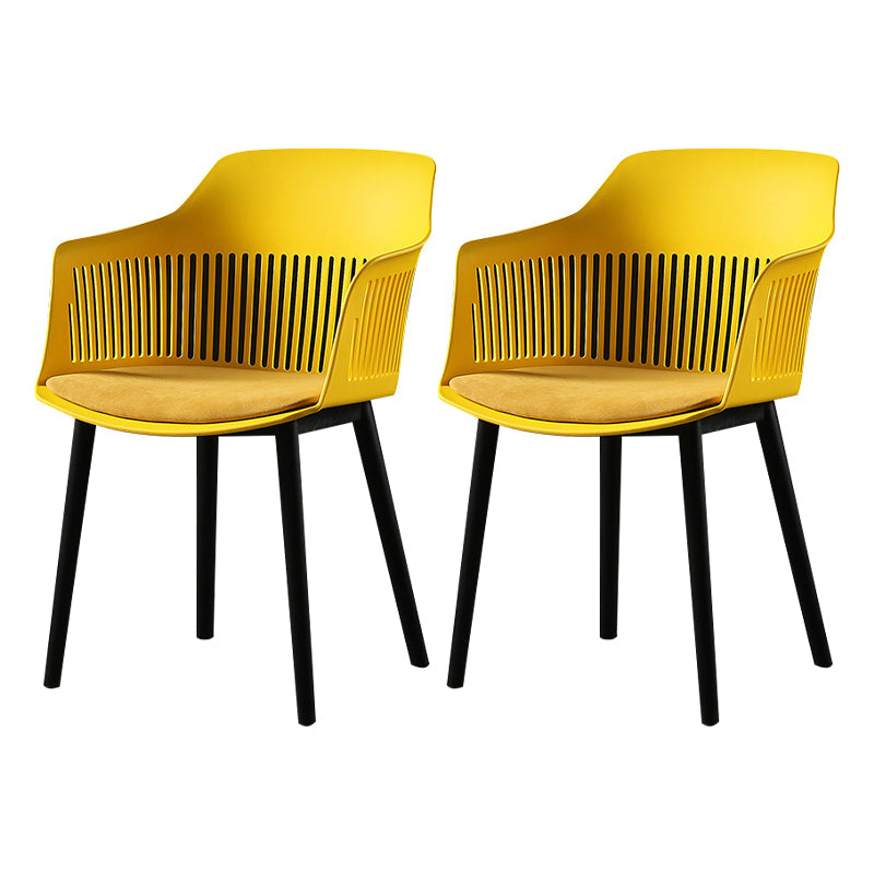Contemporary Slat Back Arm Chair Matte Finish Metal Chair for Patio Yellow 2 Piece Set Clearhalo ' kitchen&dining_furn' 'Dining Chairs' 'Dining Tables & Seating' 'dining_chair' 'furn' 'furn_dining_chair' 'Furniture' 'furniture_dining_chair' 'Kitchen & Dining Furniture' 'kitchen' 4287532