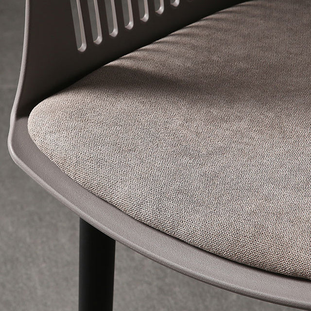 Contemporary Slat Back Arm Chair Matte Finish Metal Chair for Patio Clearhalo ' kitchen&dining_furn' 'Dining Chairs' 'Dining Tables & Seating' 'dining_chair' 'furn' 'furn_dining_chair' 'Furniture' 'furniture_dining_chair' 'Kitchen & Dining Furniture' 'kitchen' 4287533