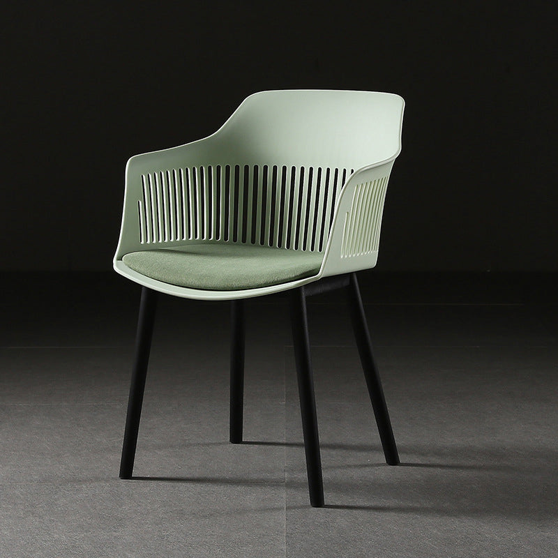 Contemporary Slat Back Arm Chair Matte Finish Metal Chair for Patio Light Green 1 Piece Clearhalo ' kitchen&dining_furn' 'Dining Chairs' 'Dining Tables & Seating' 'dining_chair' 'furn' 'furn_dining_chair' 'Furniture' 'furniture_dining_chair' 'Kitchen & Dining Furniture' 'kitchen' 4287536
