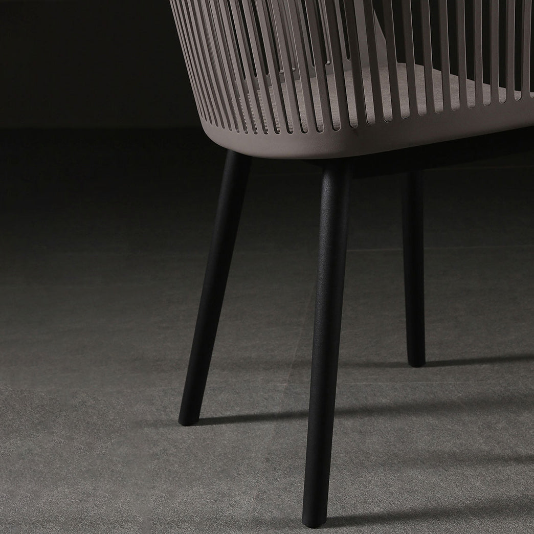 Contemporary Slat Back Arm Chair Matte Finish Metal Chair for Patio Clearhalo ' kitchen&dining_furn' 'Dining Chairs' 'Dining Tables & Seating' 'dining_chair' 'furn' 'furn_dining_chair' 'Furniture' 'furniture_dining_chair' 'Kitchen & Dining Furniture' 'kitchen' 4287539