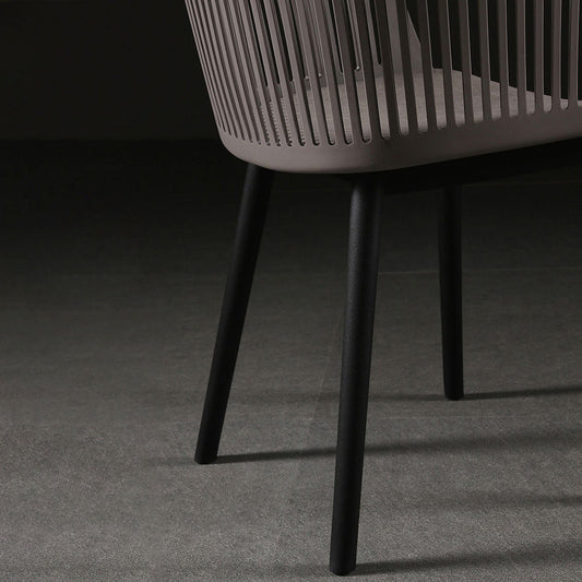 Contemporary Slat Back Arm Chair Matte Finish Metal Chair for Patio Clearhalo ' kitchen&dining_furn' 'Dining Chairs' 'Dining Tables & Seating' 'dining_chair' 'furn' 'furn_dining_chair' 'Furniture' 'furniture_dining_chair' 'Kitchen & Dining Furniture' 'kitchen' 4287539