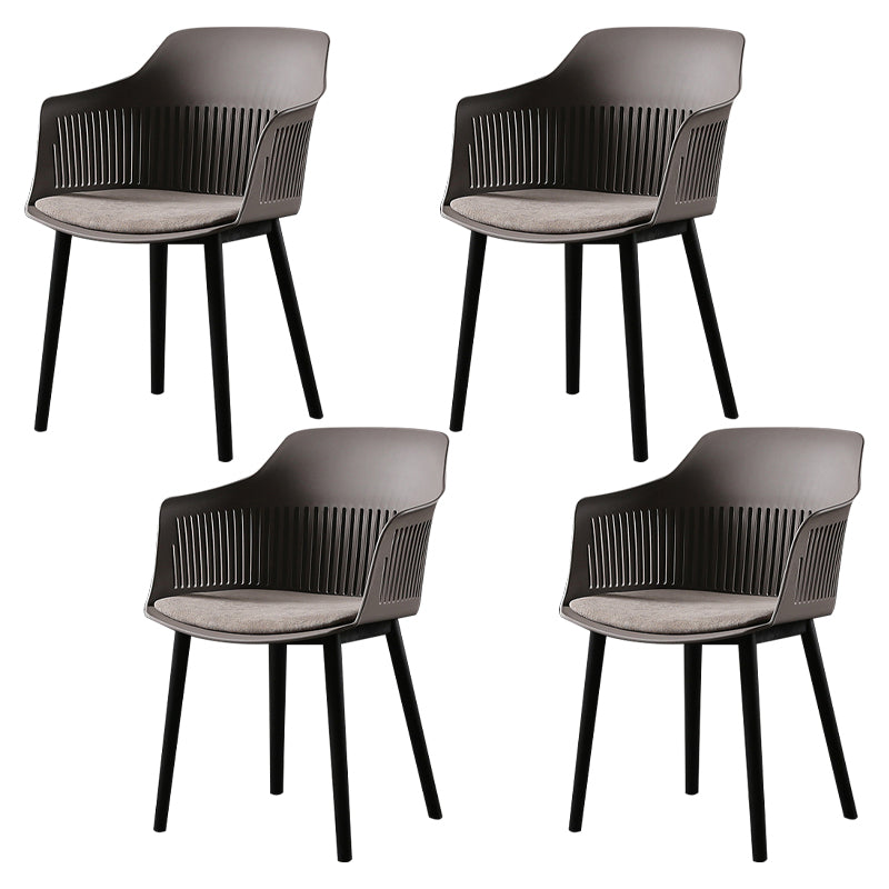 Contemporary Slat Back Arm Chair Matte Finish Metal Chair for Patio Coffee 4 Piece Set Clearhalo ' kitchen&dining_furn' 'Dining Chairs' 'Dining Tables & Seating' 'dining_chair' 'furn' 'furn_dining_chair' 'Furniture' 'furniture_dining_chair' 'Kitchen & Dining Furniture' 'kitchen' 4287545